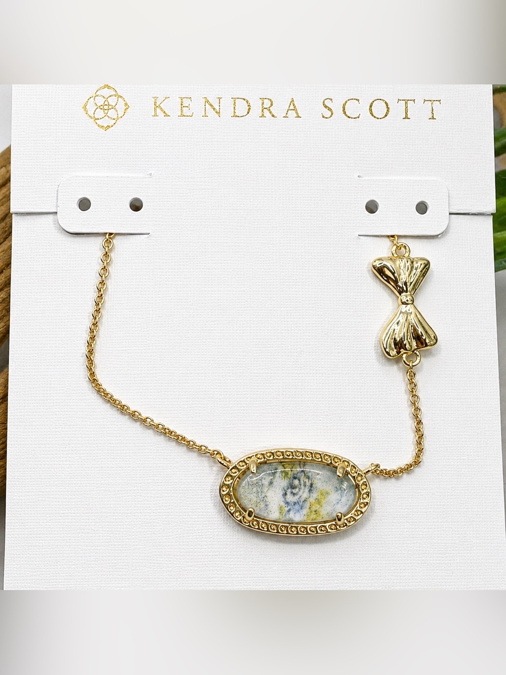 Kendra Scott Gold Necklace with White Stone